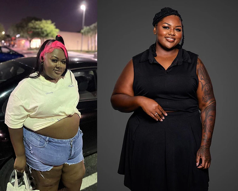 Donatella R. — prima e dopo, meno 9 kg
