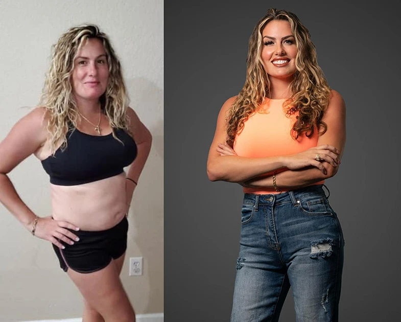 Shauna M. — prima e dopo, meno 8 kg